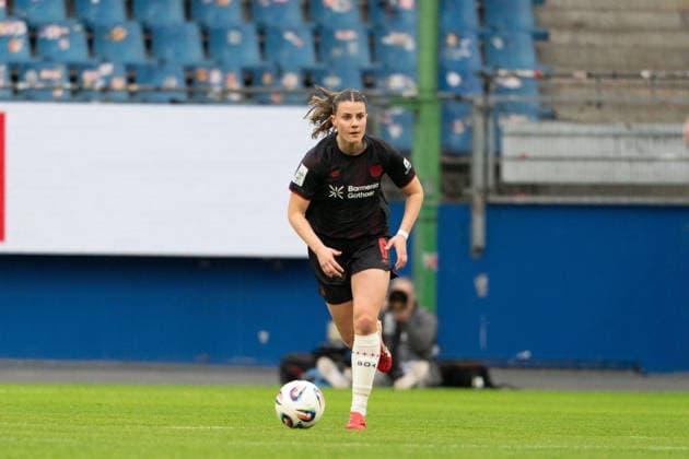 HAMBURG, GERMANY - MARCH 30: Katharina Piljic (6 Bayer 04 Leverkusen) during the Google Pixel Frauen-Bundesliga between Hamburger SV and Bayer 04 Leverkusen at Stadion Hoheluft on March 30, 2026 in Hamburg, Germany. (Photo by Qianru Zhang Press Photo) Copyright: xQianruxZhang SPPx Sportspressphoto_SPR121800