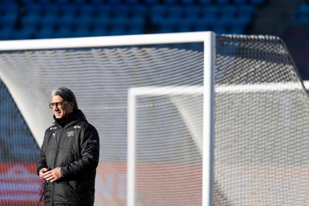 Switzerland national team, Nationalteam training and press conference, PK, Pressekonferenz Head coach Murat Yakin leads a training session of the Swiss national soccer team, one day before the international soccer match between Norway and Switzerland at the Ullevaal Stadium in Oslo, Norway, 30 March 2026. OSLO Norway  Copyright: xCYRILxZINGAROx