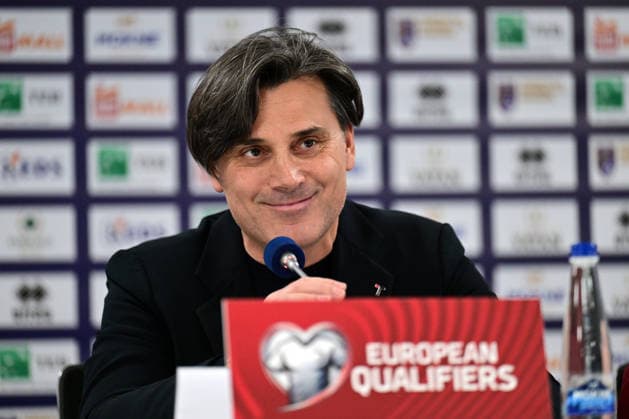 Turkiye hold press conference, PK, Pressekonferenz ahead of Kosovo clash PRISTINA, KOSOVO - MARCH 30: Turkiye head coach Vincenzo Montella and team captain Hakan Calhanoglu (not seen) speak during a press conference at Fadil Vokrri Stadium ahead of the 2026 FIFA World Cup, WM, Weltmeisterschaft, Fussball European Qualifiers play-off final match against Kosovo, in Pristina, Kosovo, on March 30, 2026. Serhat Cagdas Anadolu Pristina Kosova. Editorial use only. Please get in touch for any other usage. Copyright: x2026xAnadoluxSerhatxCagdasx