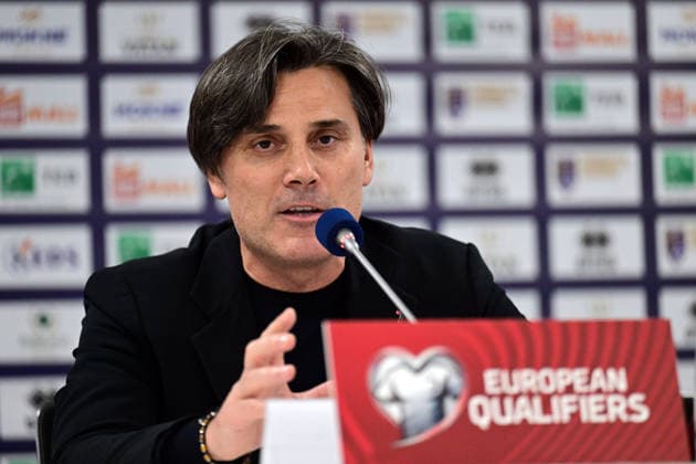 Turkiye hold press conference, PK, Pressekonferenz ahead of Kosovo clash PRISTINA, KOSOVO - MARCH 30: Turkiye head coach Vincenzo Montella and team captain Hakan Calhanoglu (not seen) speak during a press conference at Fadil Vokrri Stadium ahead of the 2026 FIFA World Cup, WM, Weltmeisterschaft, Fussball European Qualifiers play-off final match against Kosovo, in Pristina, Kosovo, on March 30, 2026. Serhat Cagdas Anadolu Pristina Kosova. Editorial use only. Please get in touch for any other usage. Copyright: x2026xAnadoluxSerhatxCagdasx