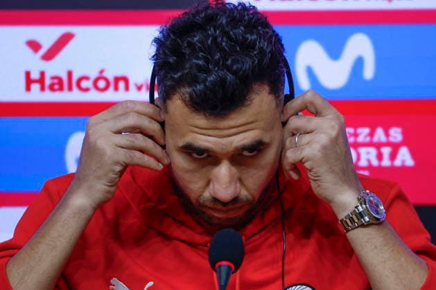 Soccer International Friendly, Länderspiel, Nationalmannschaft md-1 - Egypt Player of the Egypt national soccer team Mahmoud Trezeguet attends a press conference, PK, Pressekonferenz in Barcelona, Spain, 30 March 2026. Egypt will face Spain in their International Friendly soccer match on 31 March. Barcelona Spain  Copyright: xAlbertoxEstevezx
