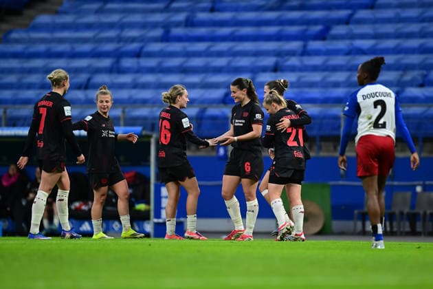 Soccer I Women I Season 2025 2026 I Bundesliga I 22 Matchday I Hamburger SV Bayer 04 Leverkusen I 30 03 2026 Cheers, excitement, enthusiasm, euphoria, joy, happiness, cheerfulness at Bayer 04 Leverkusen Women Hamburg Volkspark, Volksparkstadion, stadium, Volkspark Stadion Hamburg Germany Copyright: xLobeca FelixxSchlikisx