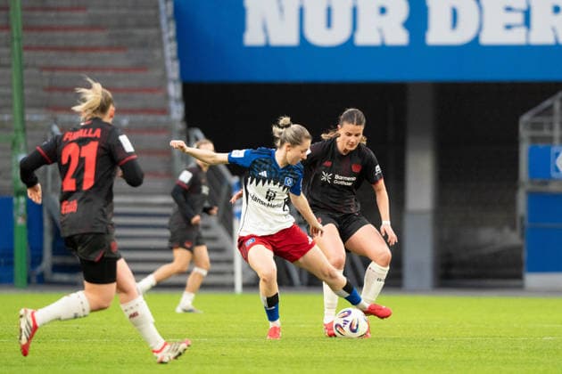 HAMBURG, GERMANY - MARCH 30: during the Google Pixel Frauen-Bundesliga between Hamburger SV and Bayer 04 Leverkusen at Stadion Hoheluft on March 30, 2026 in Hamburg, Germany. (Photo by Qianru Zhang Press Photo) Copyright: xQianruxZhang SPPx Sportspressphoto_SPR121810