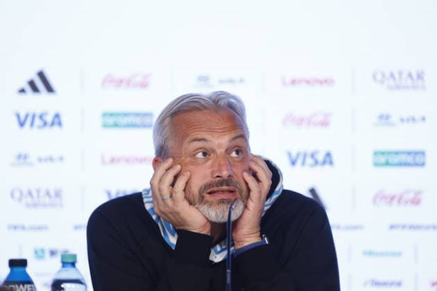Democratic Republic of Congo national team, Nationalteam holds press briefing The head coach of the Democratic Republic of the Congo, Sebastien Desabre, speaks during a press conference, PK, Pressekonferenz in Guadalajara, Mexico, 30 March 2026. The Democratic Republic of Congo national team trained ahead of their World Cup Qualifier match against Jamaica on 31 March. GUDALAJARA Mexico  Copyright: xFRANCISCOxGUASCOx