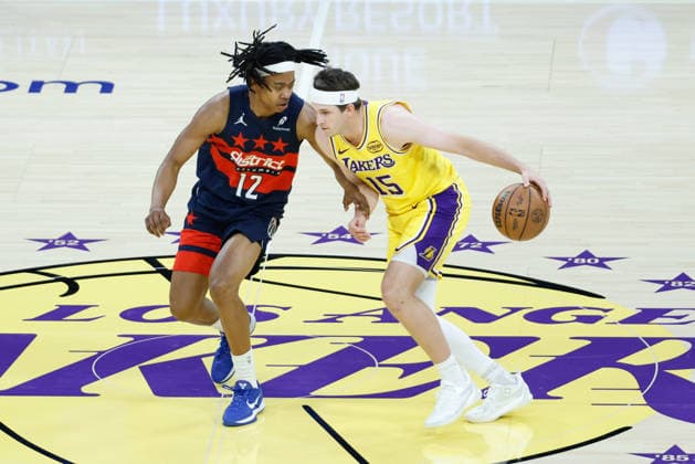 LOS ANGELES, CA - MARCH 30: during the Washington Wizards vs Los Angeles Lakers game on March 30, 2026, at Crypto.com Arena in Los Angeles, CA. (Photo by Jevone Moore Icon Sportswire) NBA, Basketball Herren, USA MAR 30 Washington Wizards at Los Angeles Lakers EDITORIAL USE ONLY Icon20260330031