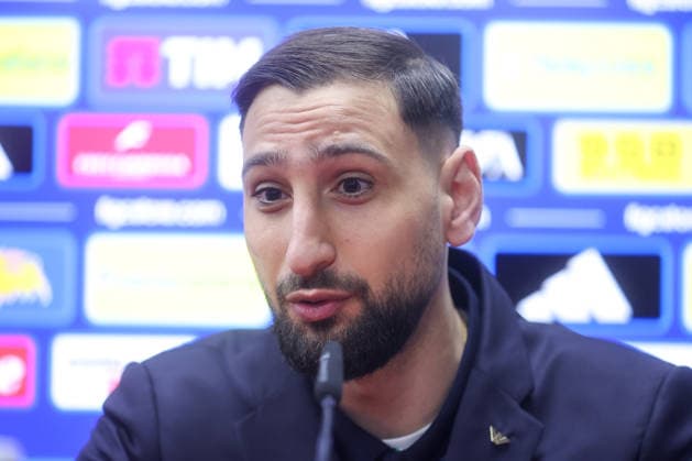 press conference, PK, Pressekonferenz of Italy national team, Nationalteam Goalkeeper of Italy Gianluigi Donnarumma speaks during a press conference on March 30, 2026 in Zenica, Bosnia and Herzegovina, ahead of the FIFA World Cup, WM, Weltmeisterschaft, Fussball 2026 play-off match against Bosnia and Herzegovina.  ArminxDurgut PIXSELL