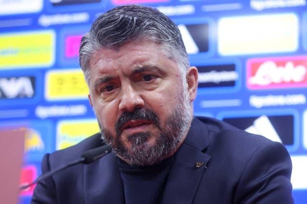 press conference, PK, Pressekonferenz of Italy national team, Nationalteam Head coach of Italy Gennaro Gattuso speaks during a press conference on March 30, 2026 in Zenica, Bosnia and Herzegovina, ahead of the FIFA World Cup, WM, Weltmeisterschaft, Fussball 2026 play-off match against Bosnia and Herzegovina.  ArminxDurgut PIXSELL