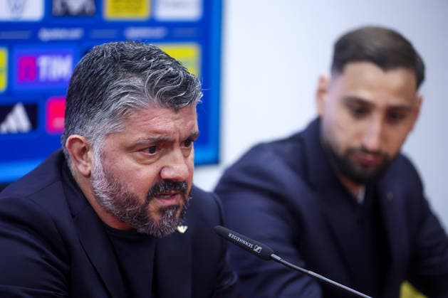 press conference, PK, Pressekonferenz of Italy national team, Nationalteam Head coach of Italy Gennaro Gattuso speaks during a press conference on March 30, 2026 in Zenica, Bosnia and Herzegovina, ahead of the FIFA World Cup, WM, Weltmeisterschaft, Fussball 2026 play-off match against Bosnia and Herzegovina.  ArminxDurgut PIXSELL