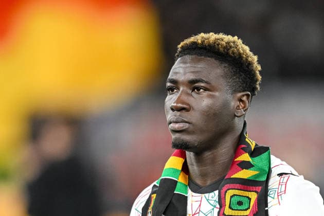 Kojo Peprah Oppong (Ghana) Looks on during the International Friendly, Länderspiel, Nationalmannschaft match between Germany and Ghana at MHP Arena on March 30, 2026 in Stuttgart, Germany. (Photo by Harry Langer DeFodi Images) - *** Kojo Peprah Oppong Ghana Looks on during the international friendly match between Germany and Ghana at MHP Arena on March 30, 2026 in Stuttgart, Germany Photo by Harry Langer DeFodi Images