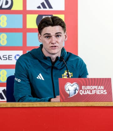 Northern Ireland press conference, PK, Pressekonferenz Cardiff City Stadium, Wales 30 3 2026 Justin Devenny Justin Devenny 30 3 2026  Copyright: x INPHO Presseye WilliamxCherryx N Ireland Presser_001