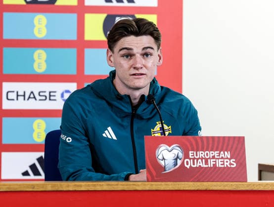 Northern Ireland press conference, PK, Pressekonferenz Cardiff City Stadium, Wales 30 3 2026 Justin Devenny Justin Devenny 30 3 2026  Copyright: x INPHO Presseye WilliamxCherryx N Ireland Presser_002