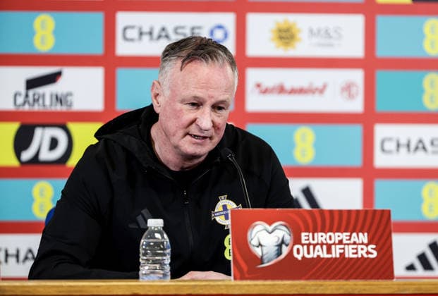 Northern Ireland press conference, PK, Pressekonferenz Cardiff City Stadium, Wales 30 3 2026 Head Coach Micheal O™Neill Micheal O™Neill 30 3 2026  Copyright: x INPHO Presseye WilliamxCherryx N Ireland Presser_014