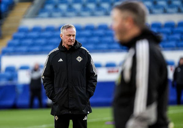 Northern Ireland Squad Training, Cardiff City Stadium, Wales 30 3 2026 Head Coach Micheal O™Neill Micheal O™Neill 30 3 2026  Copyright: x INPHO Presseye WilliamxCherryx N Ireland Training_064