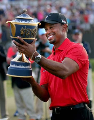 March 10, 2013 - Doral, Florida, U.S. - TIGER WOODS holds up the Gene Sarazen Cup after winning the World Golf Championships Cadillac Championship at the Trump Doral Golf Club and Resort on Sunday. The victory at TPC Blue Monster is Woods 76th PGA, Golf Herren Tour win. Copyright: xPatrickxFarrellx