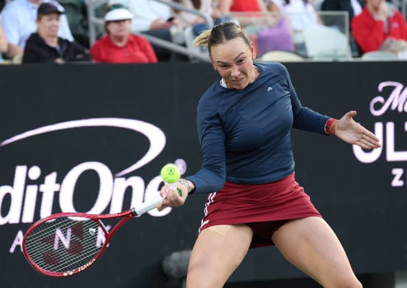 March 31, 2026, Charleston, South Carolina, USA: DONNA VEKIC of Croatia during the match against A. Tomljanovic of Australia in first round of tennis tournament WTA, Tennis Damen 500 Charleston Open. Vekic won 3:6, 6:1, 6:4. Charleston USA - ZUMAc278 20260331_zsp_c278_003 Copyright: xMarcinxCholewinskix