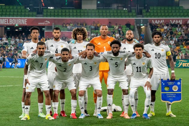 MELBOURNE, AUSTRALIA - MARCH 31: Players of Curacao pose for the team picture during the FIFA Series 2026 Australia match between Australia and Curacao at AAMI Park on March 31, 2026 in Melbourne, Australia.  Copyright: xNoexLlamasx xSPPx Sportspressphoto_SPR121855