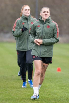Georgia Stanway 31 FC Bayern Muenchen , FC Bayern Women Final training before the UEFA Champions League match, quarter-final second leg against Manchester United, season 2025 2026 31 03 2026 DFB regulations prohibit any use of photographs as image sequences and or quasi video Muenchen Bayern Germany Copyright: xkolbert-press UlrichxGamelx