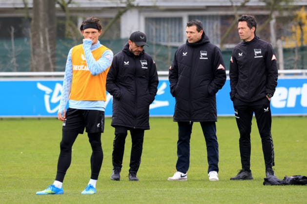 DEU, DFL, 2 FBL Hertha BSC, Training, 31 03 2026, Sportforum, Berlin, DEU, DFL, 2 FBL Hertha BSC, Training, im Bild Fabian Reese Hertha BSC Berlin 11 , Benjamin Weber Sportdirektor, Hertha BSC Berlin , Michael Hartmann, Konditionstrainer Hendrik Kuchno Hertha BSC Berlin DFL regulations prohibit any use of Photographs as image sequences and or quasi video nordphotoxGmbHx xEngler nph00076