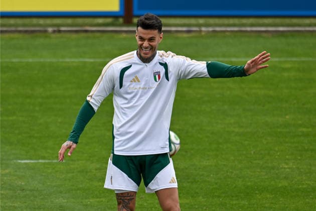 Italian player Gianluca Scamacca during Italy training session, FIFA World Cup, WM, Weltmeisterschaft, Fussball match in Florence, Italy, March 30 2026  Copyright: xLisaxGuglielmi IPAxSportx xipa-agency.netx xx IPA_73668196 IPA_Agency_IPA73668196