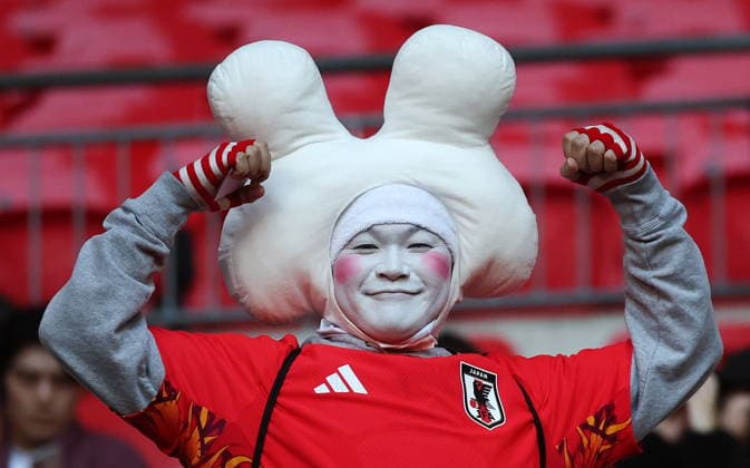 Soccer International Friendly, Länderspiel, Nationalmannschaft - England v Japan A Japanese fan ahead of the international friendly match between England and Japan at Wembley Stadium in London, Great Britain, 31 March 2026. London United Kingdom  Copyright: xANDYxRAINx