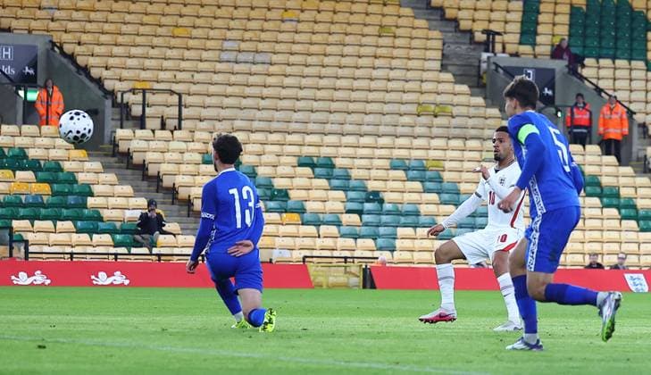 Ethan Nwaneri of England U21, U 21 s scores the opening goal England U21 v Moldova U21, UEFA U21 Championship Qualifiers, Group D, Football, Carrow Road, Norwich, UK - 31 Mar 2026Norwich Carrow Road United Kingdom EDITORIAL USE ONLY No use with unauthorised audio, video, data, fixture lists, club league logos or live services. Online in-match use limited to 120 images, no video emulation. No use in betting, games or single club league player publications. Copyright: xMichaelxZemanek Shutterstockx 16808980l