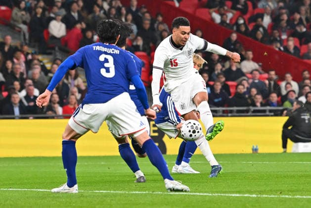 England v Japan, Friendly Morgan Rogers of England shoots at goal during the Friendly match between England and Japan at Wembley Stadium, London, UK on 31 March 2026. London Wembley Stadium Greater London UK Editorial use only , Copyright: xGrahamxHuntx PSI-23978-0055