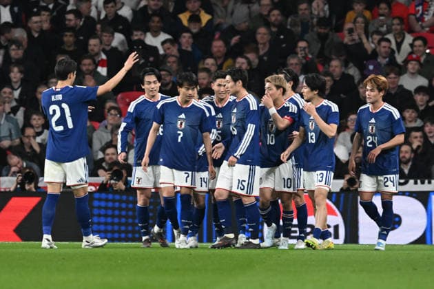 England v Japan, Friendly Goal 0-1 - Kaoru Mitoma of Japan celebrates scoring the opening goal beating Jordan Pickford of England during the Friendly match between England and Japan at Wembley Stadium, London, UK on 31 March 2026. London Wembley Stadium Greater London UK Editorial use only , Copyright: xGrahamxHuntx PSI-23978-0067