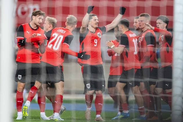 Marcel Sabitzer a goal celebrate with his teammates during friendly match, Austria - South Korea, 31. march 2026, Ernst Happel stadium, Wien, Austria Copyright: xMICHALxFAJT,ZOSPORTU.SKx FAJ_7313