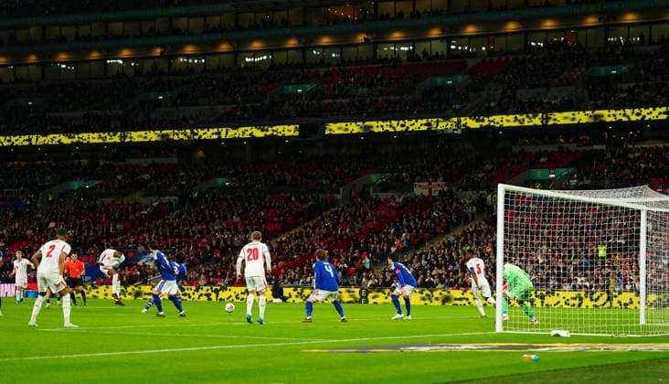 Marcus Rashford of England has a shot saved bt Japan goalkeeper Zion Suzuki England v Japan, International Football, Friendly, Football, Wembley Stadium, London, UK - 31 Mar 2026London Wembley Stadium United Kingdom EDITORIAL USE ONLY No use with unauthorised audio, video, data, fixture lists, club league logos or live services. Online in-match use limited to 120 images, no video emulation. No use in betting, games or single club league player publications. Copyright: xJavierxGarcia Shutterstockx 16808984y