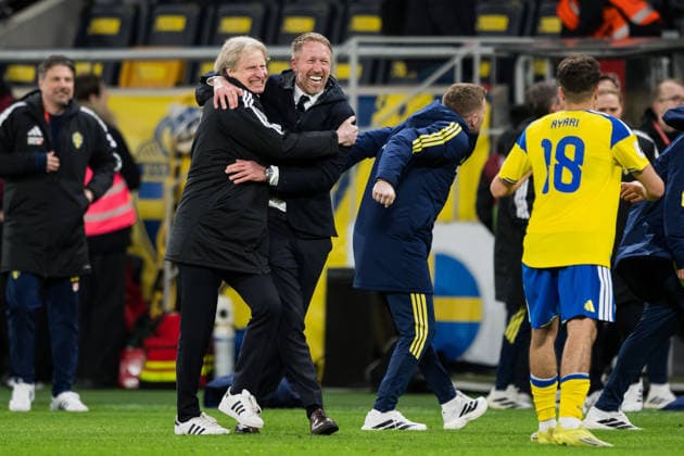 260331 Head coach Graham Potter of Sweden celebrates after the FIFA World Cup, WM, Weltmeisterschaft, Fussball Qualifier play-off final football match between Sweden and Poland on March 31, 2026 in Stockholm. Photo: Jesper Zerman BILDBYRAN kod JZ JM0814 bbeng fotboll football soccer fotball vm-kval fifa world cup qualifier playoff play-off final sverige sweden sverige a polen poland celebration jubel *** 260331 Head coach Graham Potter of Sweden celebrates after the FIFA World Cup Qualifier play off final football match between Sweden and Poland on March 31, 2026 in Stockholm Photo Jesper Zerman BILDBYRAN kod JZ JM0814 bbeng fotboll football soccer fotball vm kval fifa world cup qualifier playoff play off final sverige sweden sverige a polen poland celebration jubel  Copyright: JESPERxZERMAN BB260331JZ083