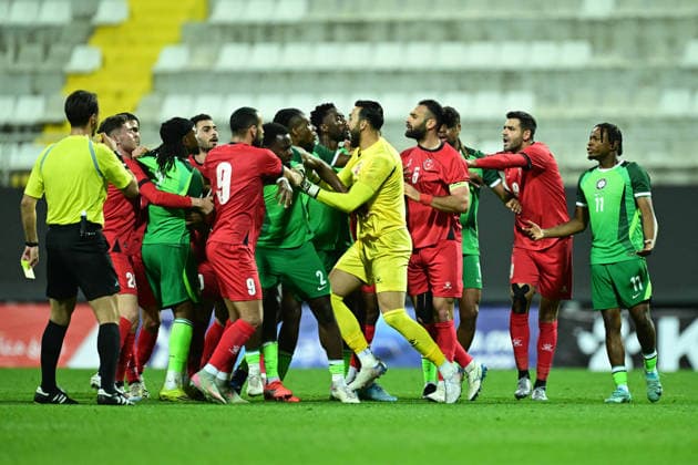 Jordan vs Nigeria - Friendlies ANTALYA, TURKIYE - MARCH 31: Players of both team argue during a friendly match between Jordan and Nigeria at the Titanic Mardan Palace Sports Complex in Antalya, Turkiye on March 31, 2026. Orhan Cicek Anadolu Antalya Turkey. Editorial use only. Please get in touch for any other usage.  Copyright: x2026xAnadoluxOrhanxCicekx