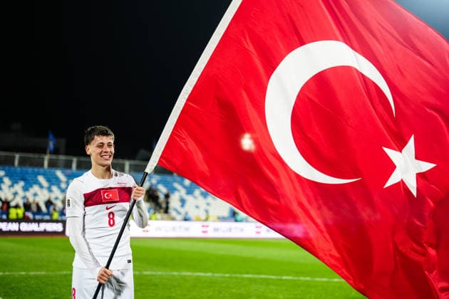Kosovo v Turkiye - 2026 FIFA World Cup, WM, Weltmeisterschaft, Fussball European Qualifiers PRISTINA, KOSOVO - MARCH 31: Arda Guler of Turkiye celebrates after winning the 2026 FIFA World Cup European Qualifiers play-off final match between Kosovo and Turkiye at the Fadil Vokrri Stadium in Pristina, Kosovo, on March 31, 2026. Hakan Akgun Anadolu Pristina Kosovo. Editorial use only. Please get in touch for any other usage.  Copyright: x2026xAnadoluxHakanxAkgunx