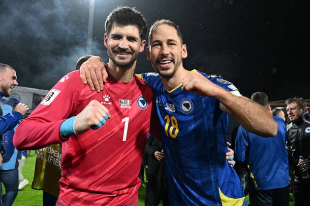 Db Zenica 31 03 2026 - spareggio qualificazioni Mondiali 2026 Bosnia Erzegovina-Italia foto Daniele Buffa Image nella foto: Nikola Vasilj-Nikola Katic 