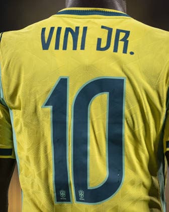 ORLANDO, FLORIDA - MARCH 31: Detail of Shirt, Vinicius Junior during the International Friendly, Länderspiel, Nationalmannschaft match between Brazil and Croatia at Camping World Stadium on March 31, 2026 in Orlando, Florida. (Photo by Ricardo Nogueira Sports Press Photo )  Copyright: xRicardoxNogueirax xSportsxPressxPhotox Sportspressphoto_SPR122414