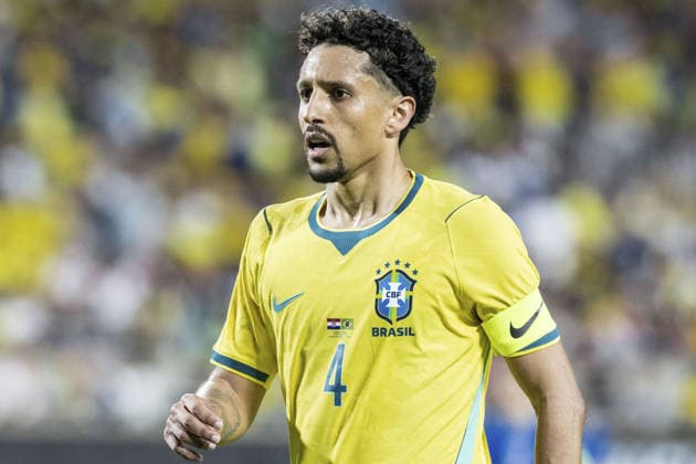 ORLANDO, FLORIDA - MARCH 31: Marquinhos of Brazil looks on during the International Friendly, Länderspiel, Nationalmannschaft match between Brazil and Croatia at Camping World Stadium on March 31, 2026 in Orlando, Florida. (Photo by Richard Callis Sports Press Photo )  Copyright: xRichardxCallis SportsxPressxPhotox Sportspressphoto_SPR122464