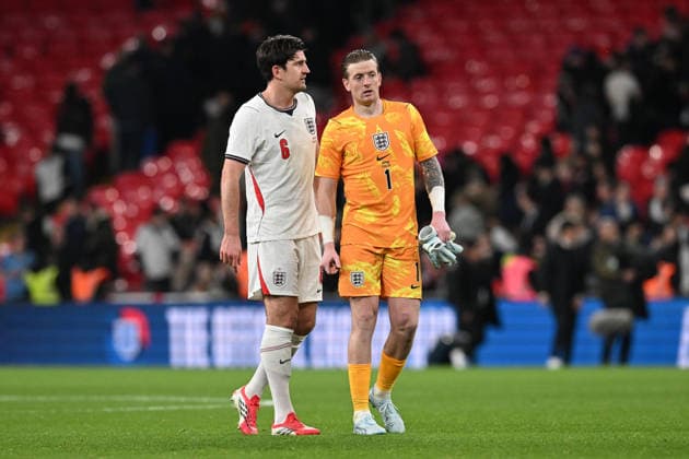 England v Japan, Friendly Harry Maguire of England and Jordan Pickford of England at full time during the Friendly match between England and Japan at Wembley Stadium, London, UK on 31 March 2026. London Wembley Stadium Greater London UK Editorial use only , Copyright: xGrahamxHuntx PSI-23978-0291