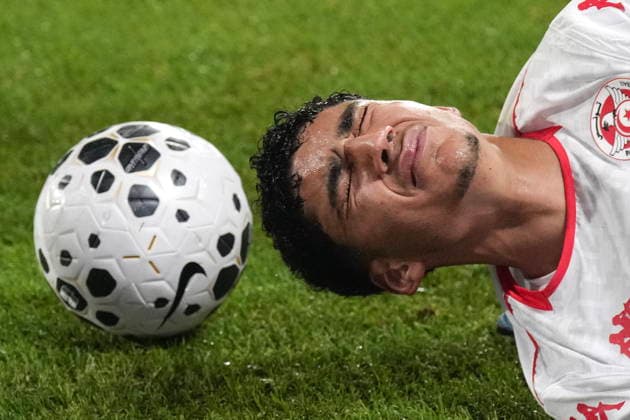 March 31, 2026, Toronto, On, CAN: Tunisia s Khalil Ayari reacts after being fouled during second half International Friendly, Länderspiel, Nationalmannschaft action against Canada, in Toronto, on Tuesday March 31, 2026. Khalil Ayari  - ZUMAc35_ 20260331_zaf_c35_130 Copyright: xChrisxYoungx