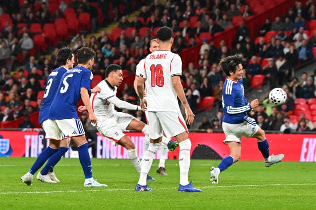 England v Japan, Friendly Morgan Rogers of England shoots at goal during the Friendly match between England and Japan at Wembley Stadium, London, UK on 31 March 2026. London Wembley Stadium Greater London UK Editorial use only , Copyright: xGrahamxHuntx PSI-23978-0302