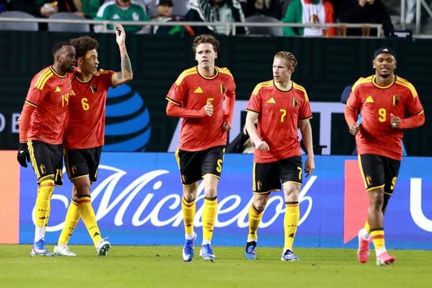 Fußball, Länderspiel, Mexiko - Belgien Belgian players celebrate a goal during a friendly match between Mexico and Belgium at Soldier Field in Chicago, United States, 31 March 2026. International Friendly, Länderspiel, Nationalmannschaft Mexico vs Belgium !ACHTUNG: NUR REDAKTIONELLE NUTZUNG!  Copyright: xCarlosxRamírezx AMDEP2831 20260401-55019870569_1
