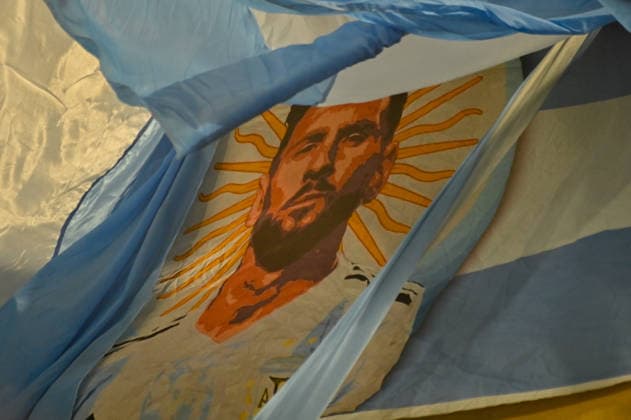 Argentina v Zambia - International Friendly, Länderspiel, Nationalmannschaft Argentina flags and Lionel Messi flags wave from the stands during an international friendly match between Argentina and Zambia ahead of the FIFA World Cup, WM, Weltmeisterschaft, Fussball at Estadio Alberto J. Armando in Buenos Aires, on March 31, 2026. Buenos Aires Argentina  Copyright: xJuanxManuelxBaezx originalFilename:baez-argentin260331_nppVe.jpg