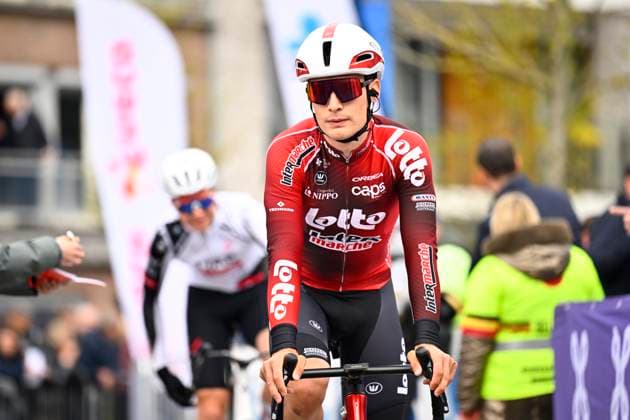 Dwars door Vlaanderen 2026 Cycling Race WAREGEM, BELGIUM - APRIL 01 : Grignard Sebastien (BEL) of Lotto Intermarche during the 80th edition of Dwars door Vlaanderen an UCI World Tour 1.UWT one day cycling road race for Men Elite of 184 km with start in Roeselare and finish in Waregem on April 1, 2026 in Waregem, Belgium, 01 04 2026 ( Motordriver Kenny Verfaillie - Waregem Belgium  Copyright: xTomasxSiskx