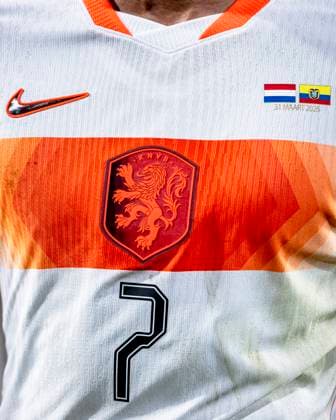 EINDHOVEN - detail of the new away kit of the Dutch national team, Nationalteam during the friendly international match, Länderspiel, Nationalmannschaft between the Netherlands and Ecuador on March 31, 2026 at Philips Stadium, Netherlands. (Photo by Stefan Koops EYE4IMAGES DeFodi Images) - *** EINDHOVEN detail of the new away kit of the Dutch national team during the friendly international match between the Netherlands and Ecuador on March 31, 2026 at Philips Stadium, Netherlands Photo by Stefan Koops EYE4IMAGES DeFodi Images