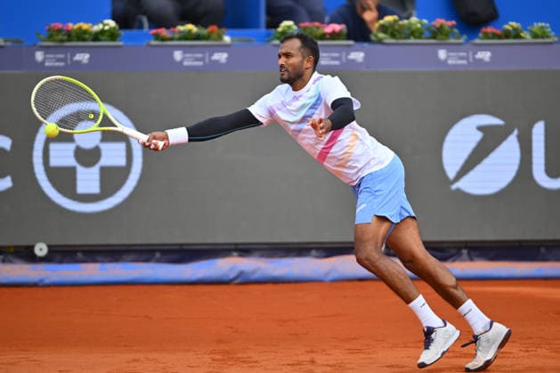 Tiriac Open, ROMANIA - April 01 Sriram Balaji of India and Neil Oberleitner of Austria play against Alexandru Jecan and Bogdan Pavel of Romania during the Tiriac Open double game, on April 01th 2026, in Bucharest, Romania. Alex Nicodim Image Images Copyright: xAlexxNicodimx