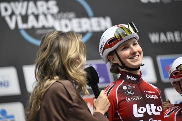 Belgian Annelies Nijssen of Lotto& 8208 and Intermarche Ladies pictured at the start of the women elite race of the Dwars Door Vlaanderen cycling event, 128,9km from Roeselare to Waregem, Wednesday 01 April 2026. TOM GOYVAERTS TomxGoyvaerts  x169497449x