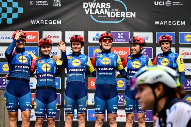 Dwars door Vlaanderen Women 2026 Cycling Race WAREGEM, BELGIUM - APRIL 01 : Moors Fleur (BEL) of Lidl - Trek during the 80th edition of Dwars door Vlaanderen Women an UCI Women s World Tour 1.WWT one day cycling road race for Men Elite of 128 km with start in Waregem and finish in Waregem on April 1, 2026 in Waregem, Belgium, 01 04 2026 ( Motordriver Serge Seynaeve - Waregem Belgium  Copyright: xJanxDexMeuleneirx