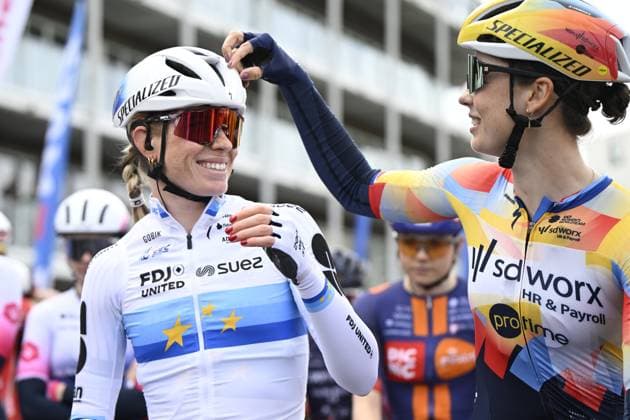Dutch Demi Vollering of FDJ United-SUEZ pictured at the start of the women elite race of the Dwars Door Vlaanderen cycling event, 128,9km from Roeselare to Waregem, Wednesday 01 April 2026. TOM GOYVAERTS TomxGoyvaerts  x169501279x