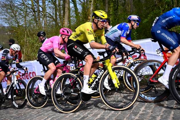 Dwars door Vlaanderen 2026 Cycling Race WAREGEM, BELGIUM - APRIL 01 : Laporte Christophe (FRA) of Team Visma Lease a Bike during the 80th edition of Dwars door Vlaanderen an UCI World Tour 1.UWT one day cycling road race for Men Elite of 184 km with start in Roeselare and finish in Waregem on April 1, 2026 in Waregem, Belgium, 01 04 2026 ( Motordriver Kenny Verfaillie - Waregem Belgium  Copyright: xTomasxSiskx