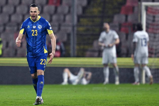 Db Zenica 31 03 2026 - spareggio qualificazioni Mondiali 2026 Bosnia Erzegovina-Italia foto Daniele Buffa Image nella foto: esultanza gol Haris Tabakovic 