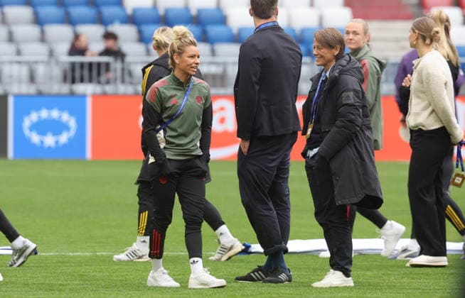 Dallmann Linda , FC Bayern München Manchester United, ManU Frauen , Viertelfinale , Women Champions League , Fußball , in den Allianz Arena Stadion , in München , Bayern , Deutschland. April 01 , 2026 . Photo by: Davide Elias IPA Photo Pressefoto DENL Copyright: xDavidexEliasx