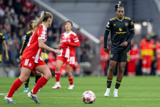 Melvine Malard Manchester United WFC, 09 GER, FC Bayern Muenchen vs Manchester United W F C , Football, UEFA Womens Champions League, Quarter-final second leg, 2025 2026 season, 01 04 2026 GER, FC Bayern Muenchen vs Manchester United W F C , Football, UEFA Womens Champions League, Quarter-final second leg, 2025 2026 season, 01 04 2026 Muenchen Copyright: xEibner-Pressefoto HeikexFeinerx EP_HFR